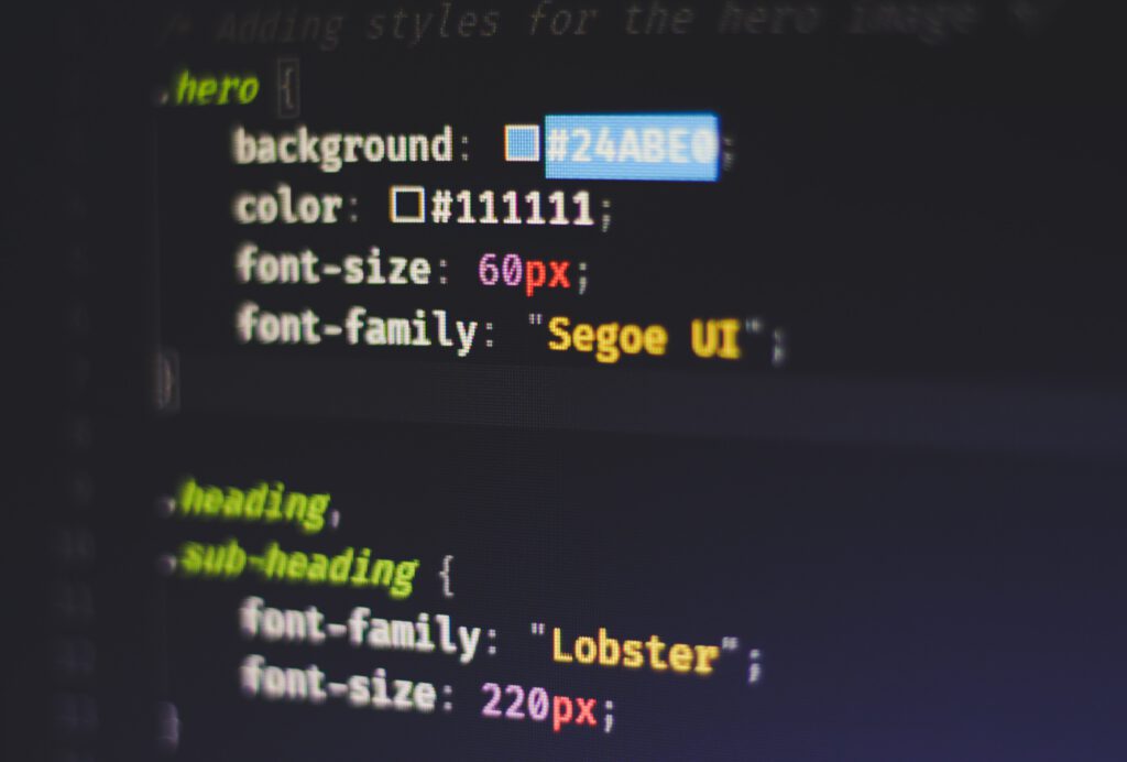 Screenshot van CSS code editor